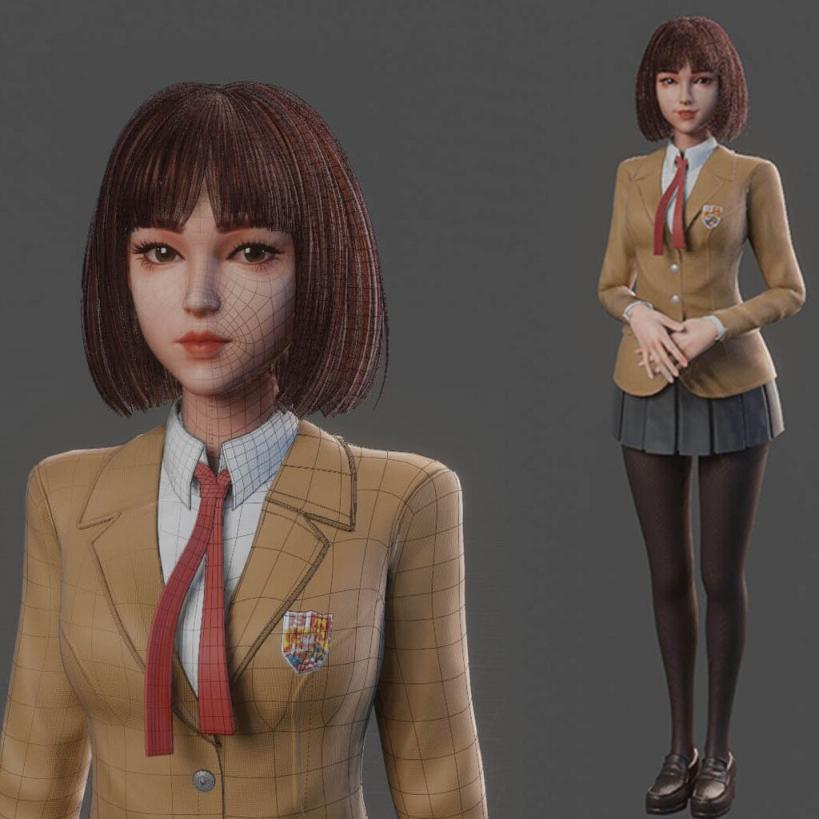 Blender穿制服的女孩