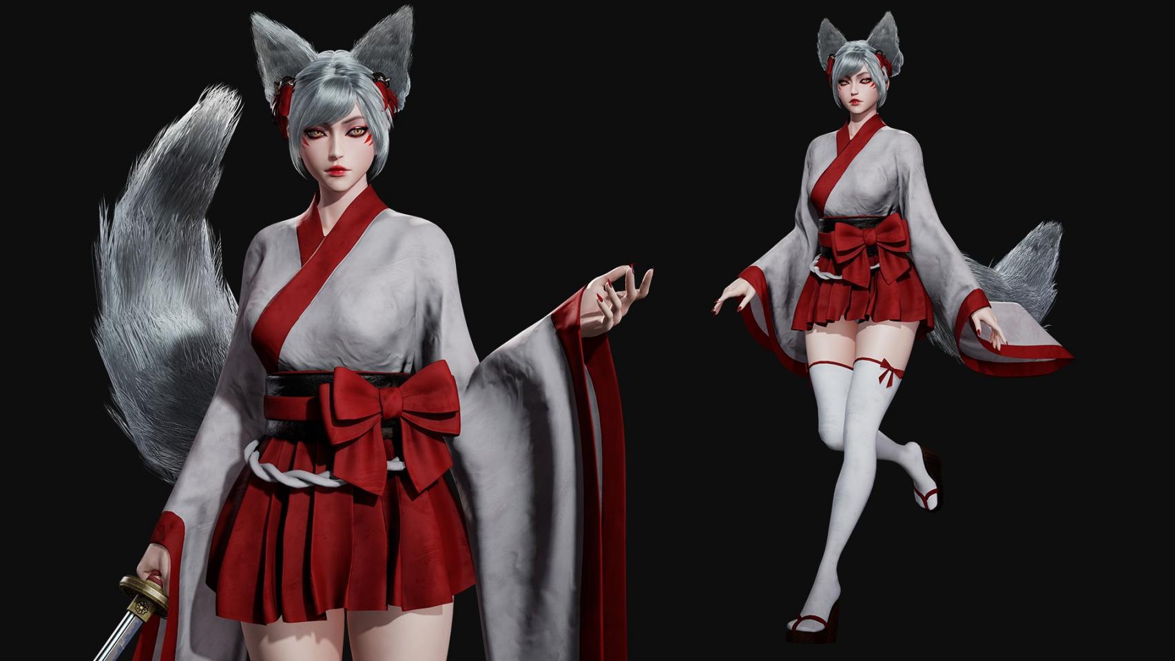  Cute Kitsune's 3D Model - Illusory Engine Resources Skeleton Animation Game Animation Illusory Engine Page 3