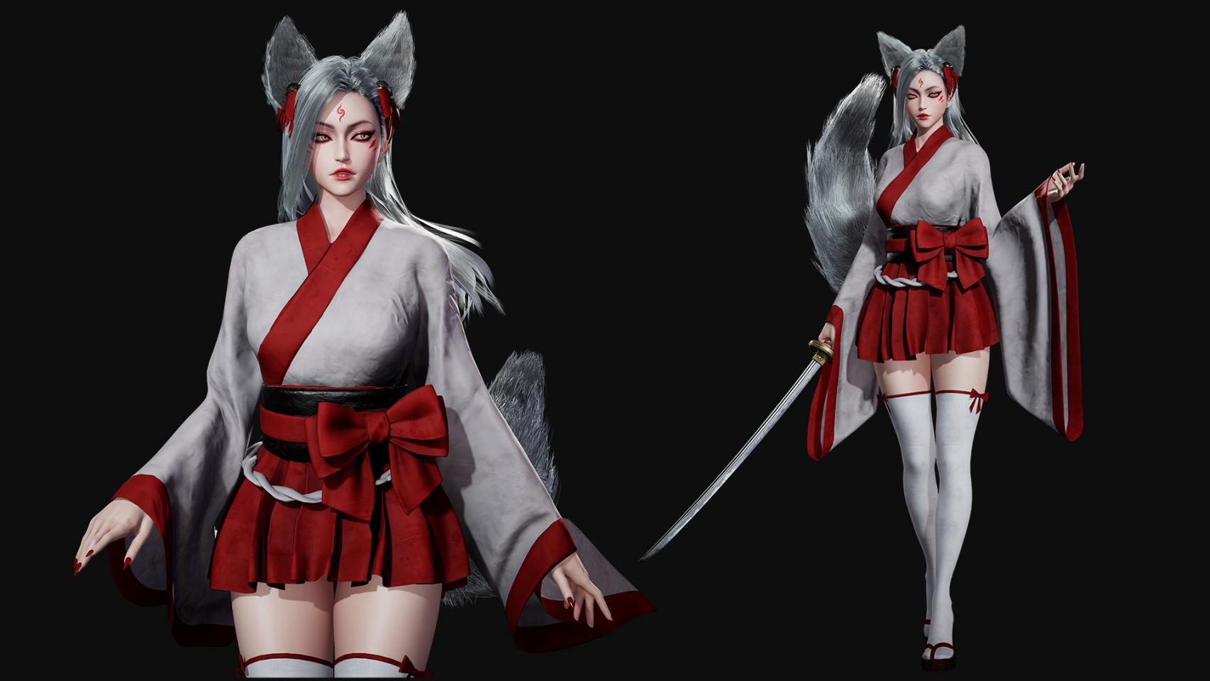  Cute Kitsune's 3D Model - Illusory Engine Resources Skeleton Animation Game Animation Illusory Engine Page 2