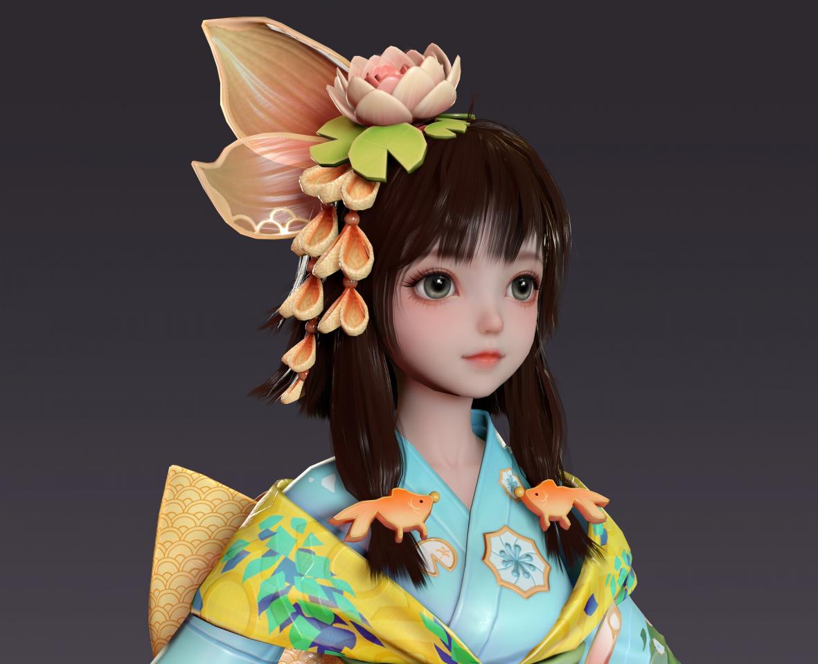 PBR小女孩3D模型-FBX-BLENDER 第1张